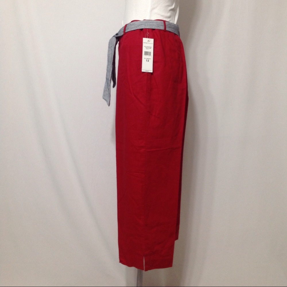 Norton McNaughton Red Capris with Striped Belt - Picture 3 of 8